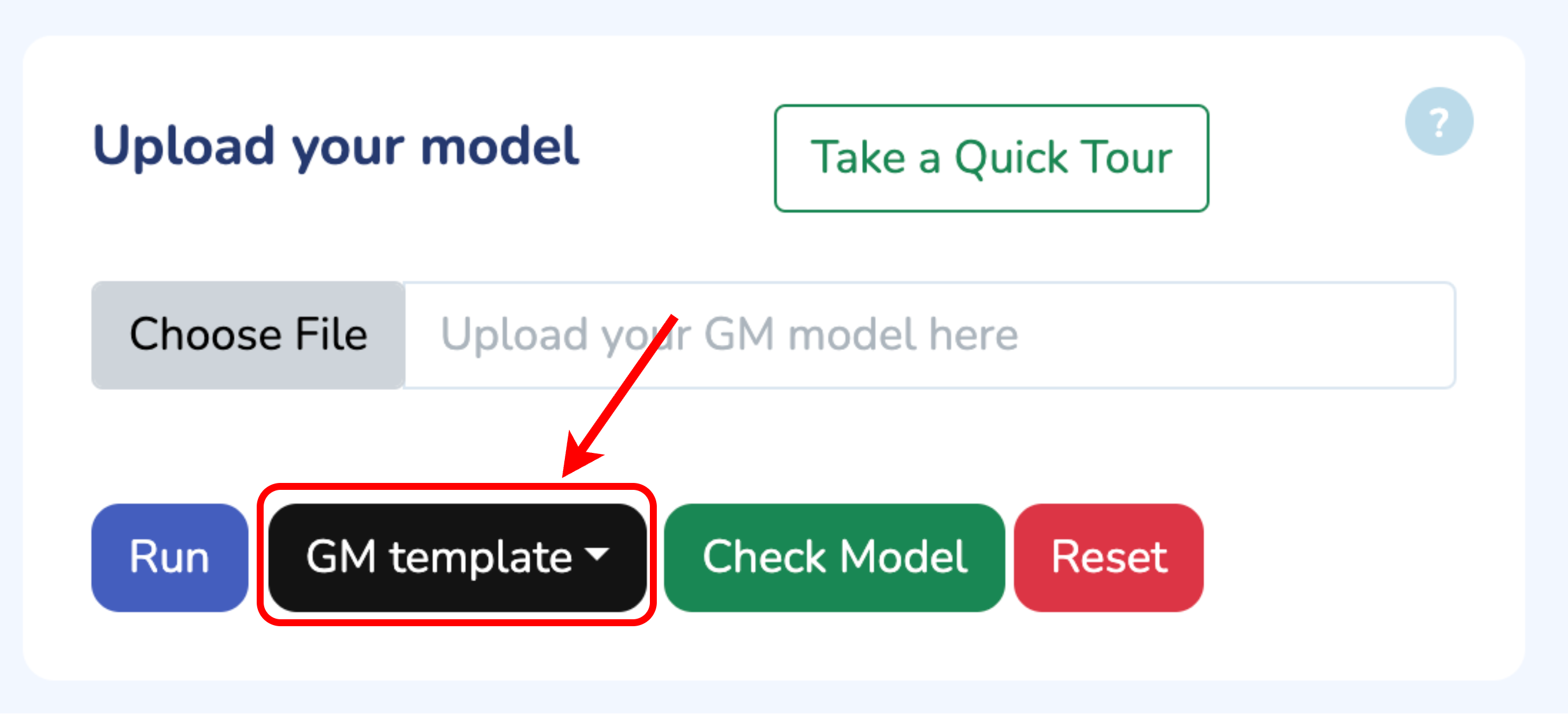 GM Solver model upload interface