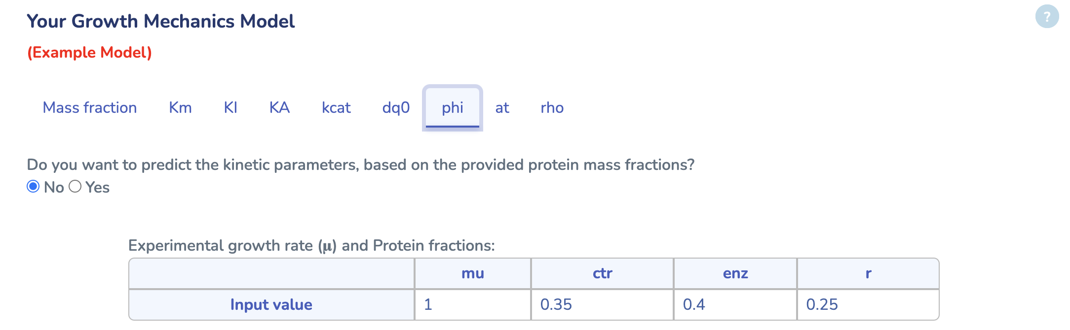 Priors and Data input interface