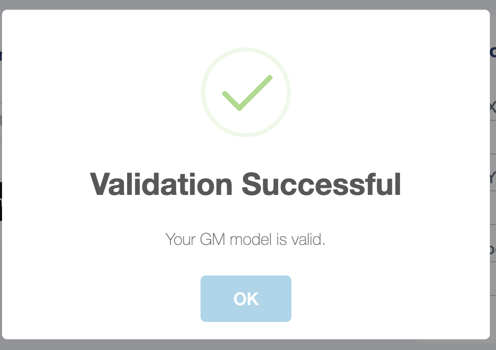 Validation success message